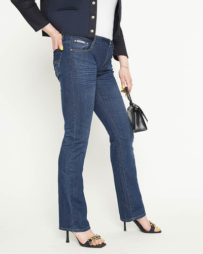 Женские прямые джинсы темно-синего цвета PLUS SIZE - Одежда