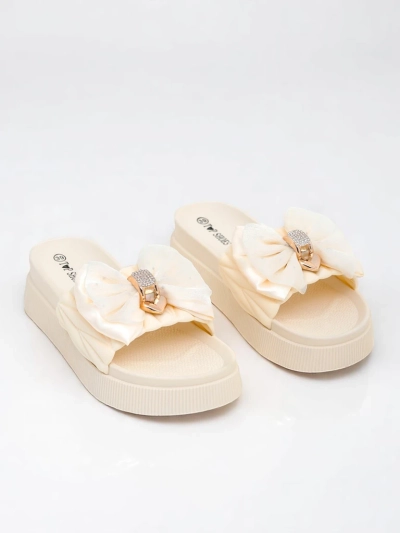 Royalfashion Platform Slides with Bow - Straight Up Dope