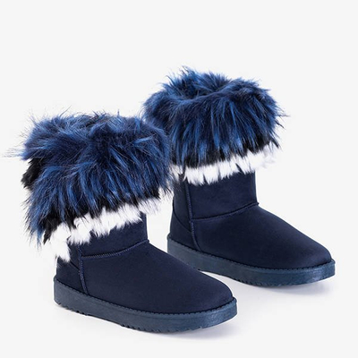 Зимние сапоги на платформе с мехом синего цвета Hellasi - Обувь