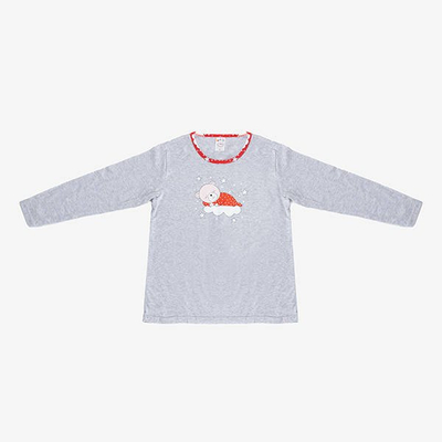 Szaro - czerwona dziewczęca piżama z printem - Odzież