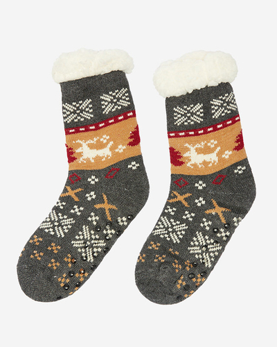 Pilkos moteriškos kojinės kalėdiniu raštu - Apatiniai rūbai