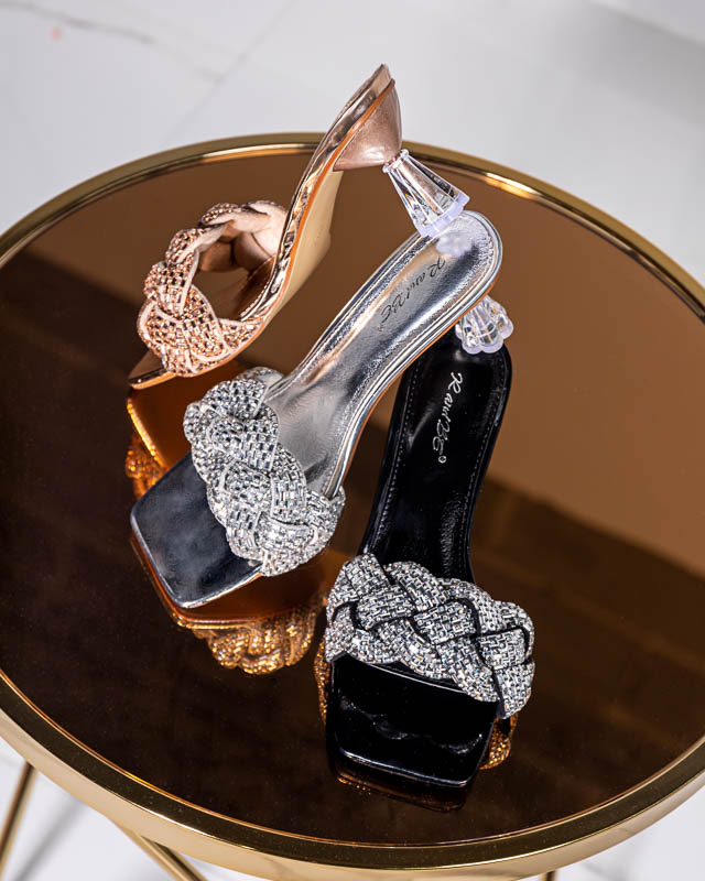 Rožinio aukso spalvos lakuotos šlepetės su žemakulniais Sipeno - Avalynė