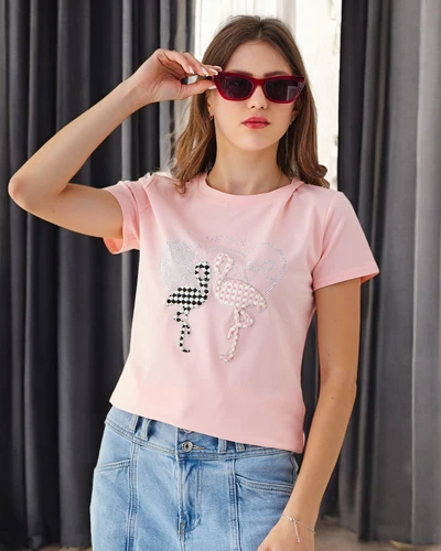 Royalfashion moterų medvilninė marškinėliai Flaming Love