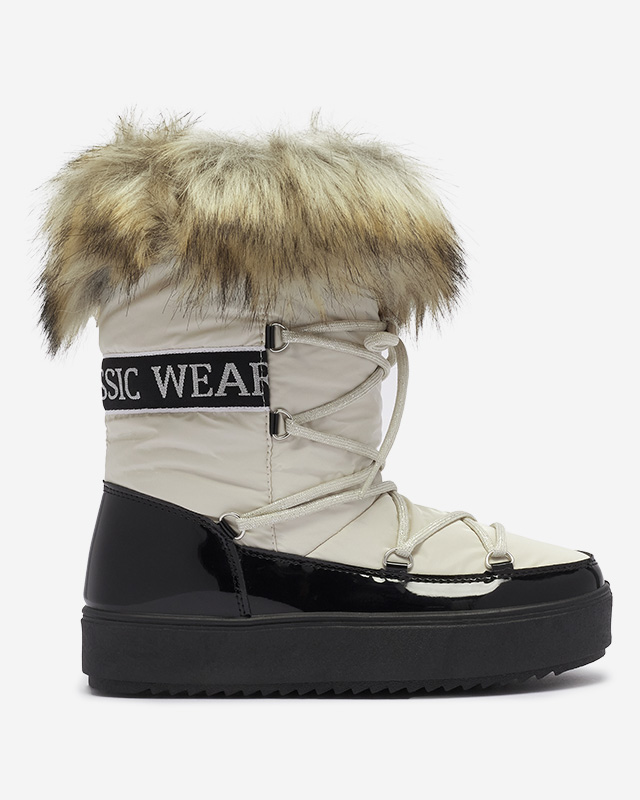 Черно-бежевые женские сапоги-слипы с мехом Lilitsa- Footwear