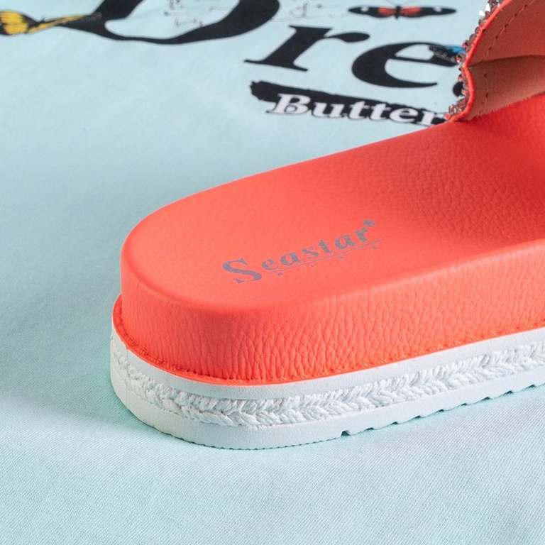 Оранжевые женские шлепанцы со стразами Sailor