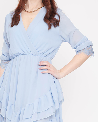 Голубое женское мини-платье - Одежда