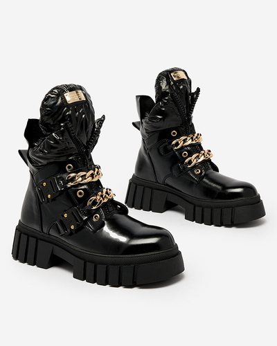 Royalfashion Женские черные ботинки с цепями Ebidef