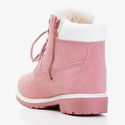 OUTLET Розовые походные ботинки с белой вставкой Adeline - Обувь