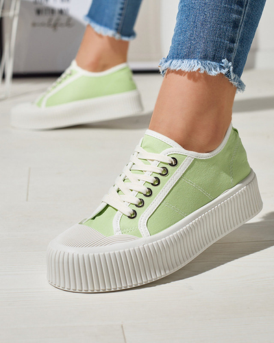 Зеленые женские кроссовки на сплошной подошве Ozerika - Обувь