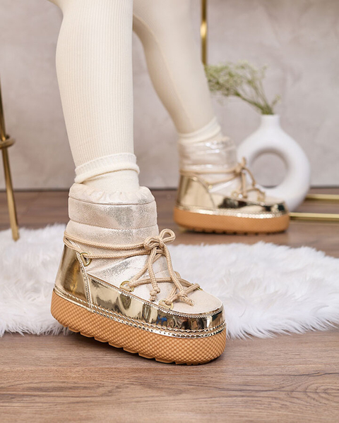Royalfashion Moteriški auksiniai nėriniuoti sniego batai Yevnoie