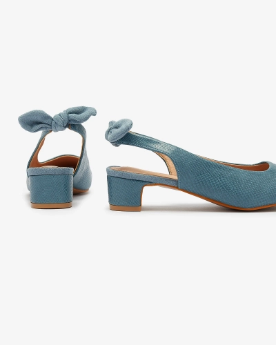 Женские голубые туфли на подкладке с тиснением и бантом Olikasa - Обувь