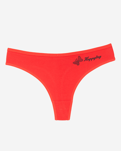 Классические хлопковые женские стринги красного цвета - Нижнее белье