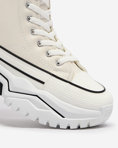 Kreminės spalvos moteriški sportiniai bateliai a'la su platforma Retiha - Avalynė