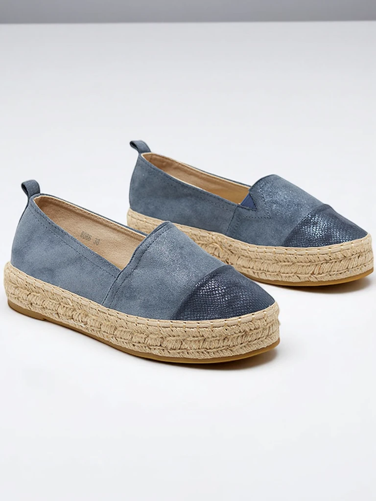 Синие женские эспадрильи на платформе с отделкой Tinika