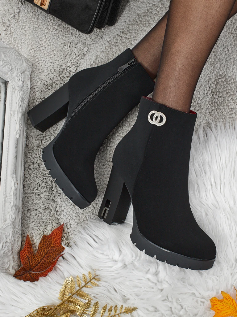 Женские ботильоны Olivane из матовой экокожи на каблуке-столбике