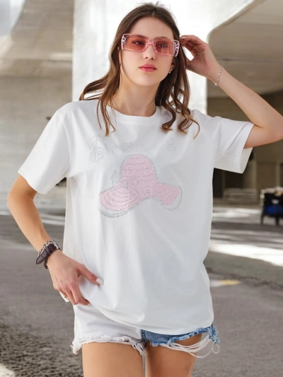 Блузка Royalfashion для женщин из хлопка с принтом