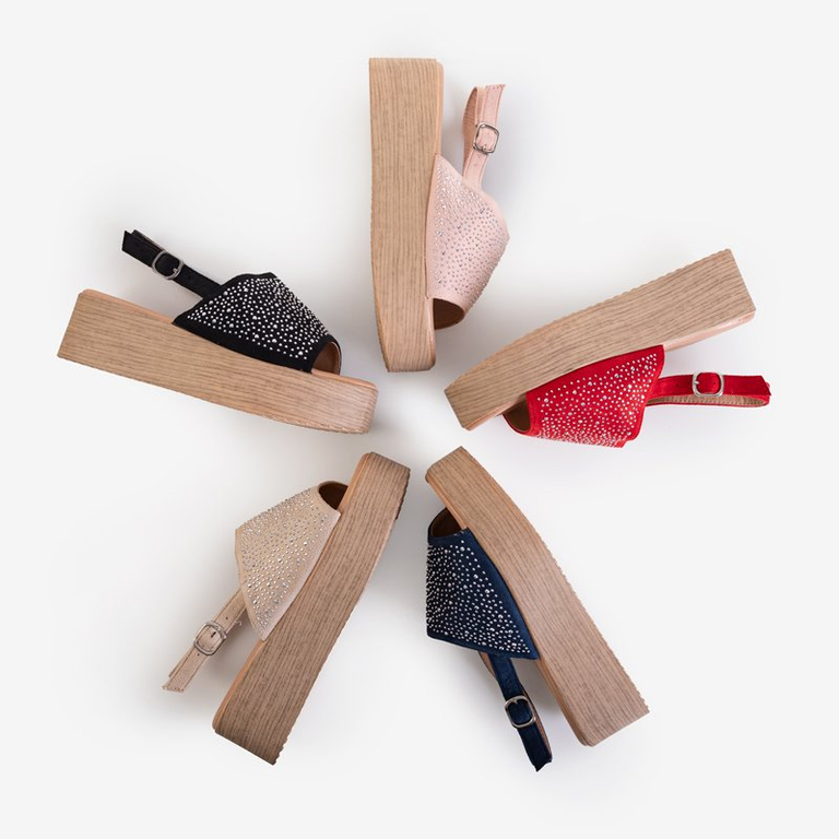 Švelniai rožinės moteriškos basutės „Peneli“ platformoje - Avalynė