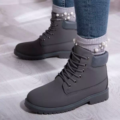 OUTLET Темно-серые теплые ботинки Irmma - Обувь