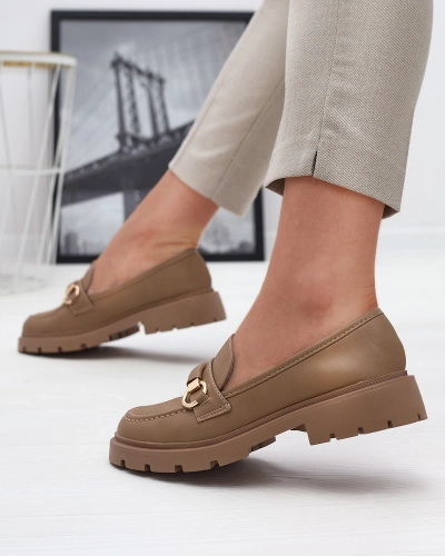 Royalfashion Šviesiai rudi moteriški mokasinai Desise