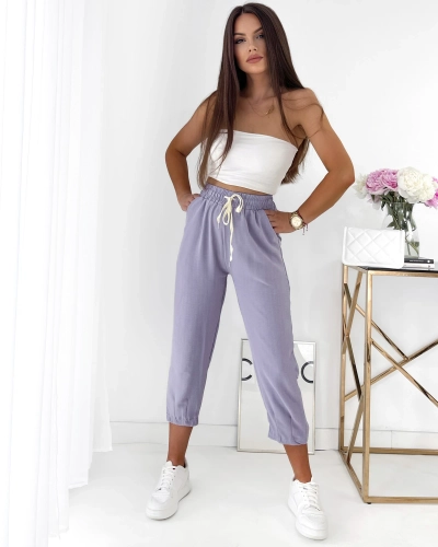 Royalfashion Фиолетовые женские брюки из ткани 7/8