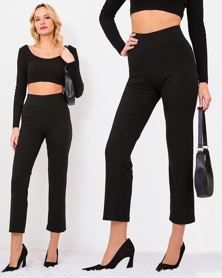 Royalfashion Черные женские брюки из ткани