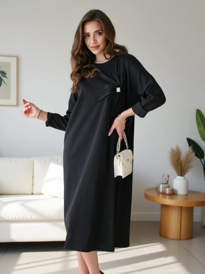 Royalfashion Moteriška midi suknelė, oversized, su gėlėmis
