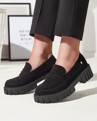 Мокасины из эко замши черного цвета для женщин Siherta- Footwear