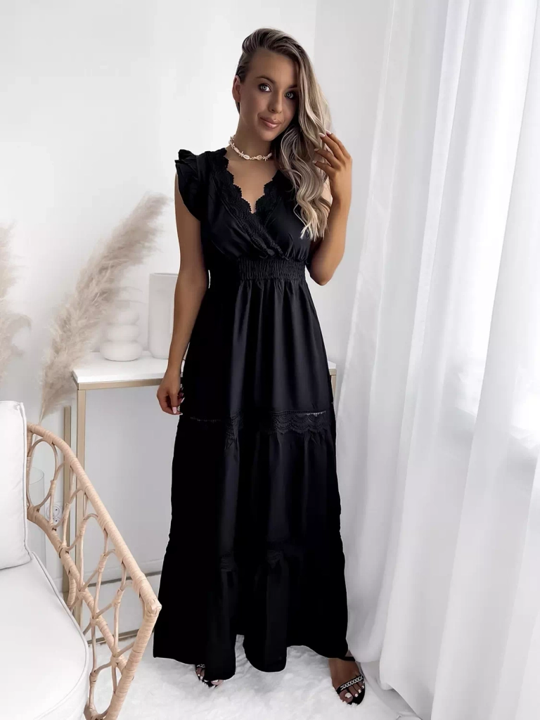 Черное женское длинное платье - Одежда