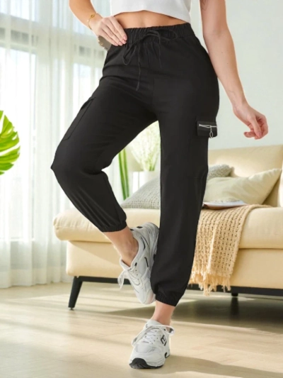 Pantaloni Elenna Sportiniai Ilgi Juodi su Kišenėmis