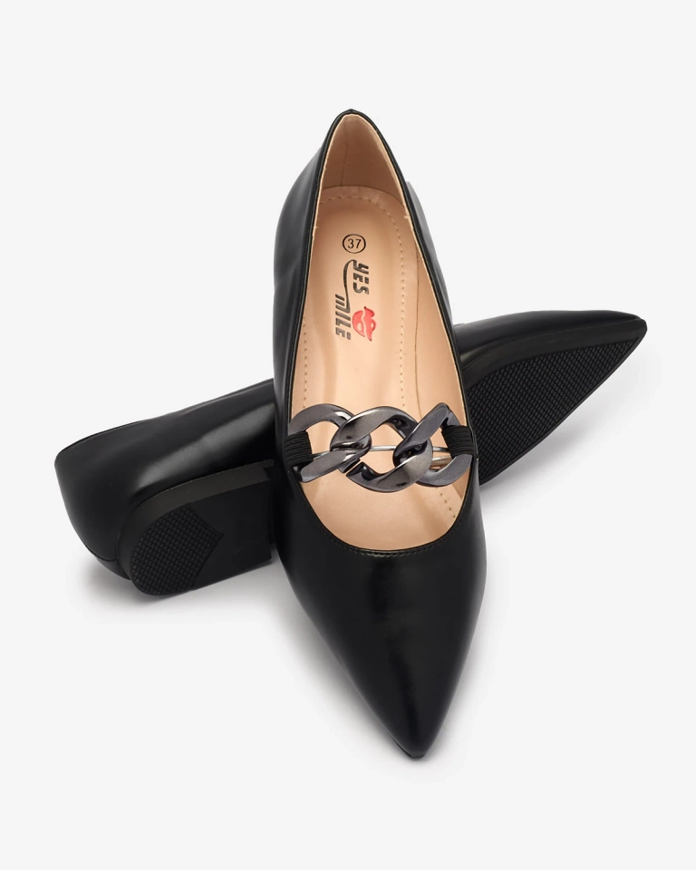 Royalfashion Juodos spalvos moteriški balerinai su smailia nosimi Rahha