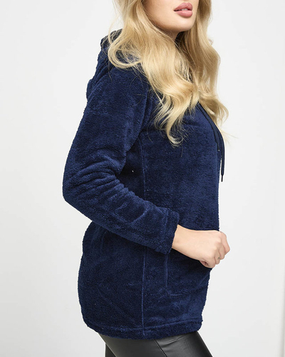Moteriškas tamsiai mėlynas pliušinis gobtuvas - Drabužiai