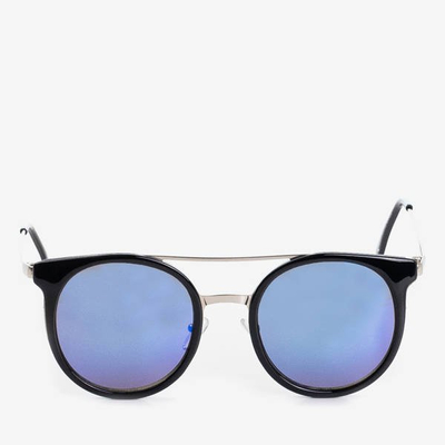 Черные круглые солнцезащитные очки с синими линзами - Очки