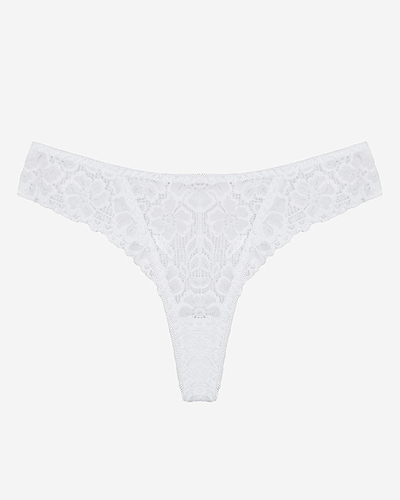 Женские белые кружевные трусики стринги - Нижнее белье