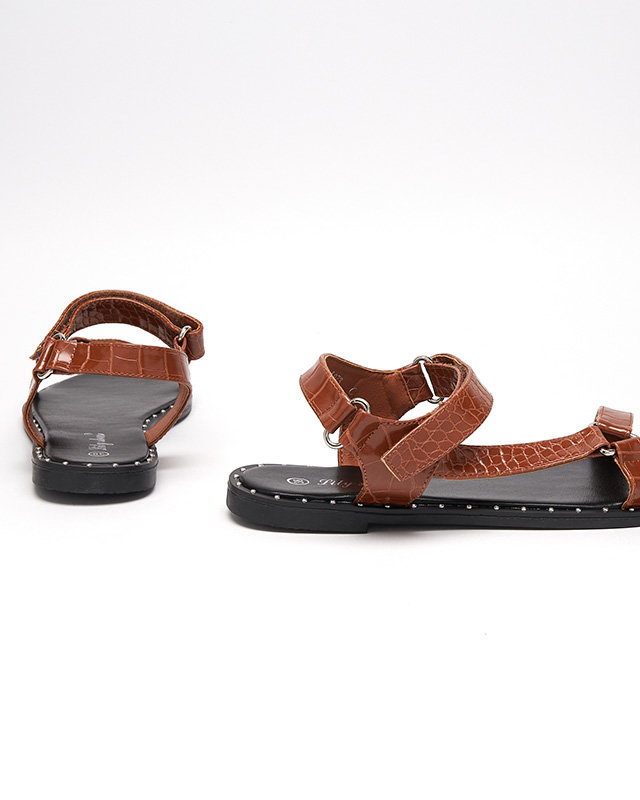 Лакированные коричневые женские сандалии Sasjo - Обувь