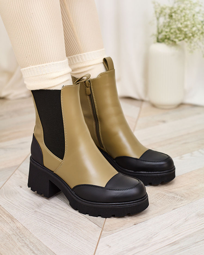 Royalfashion Зелено-черные женские сапоги на шпильке Woylosy