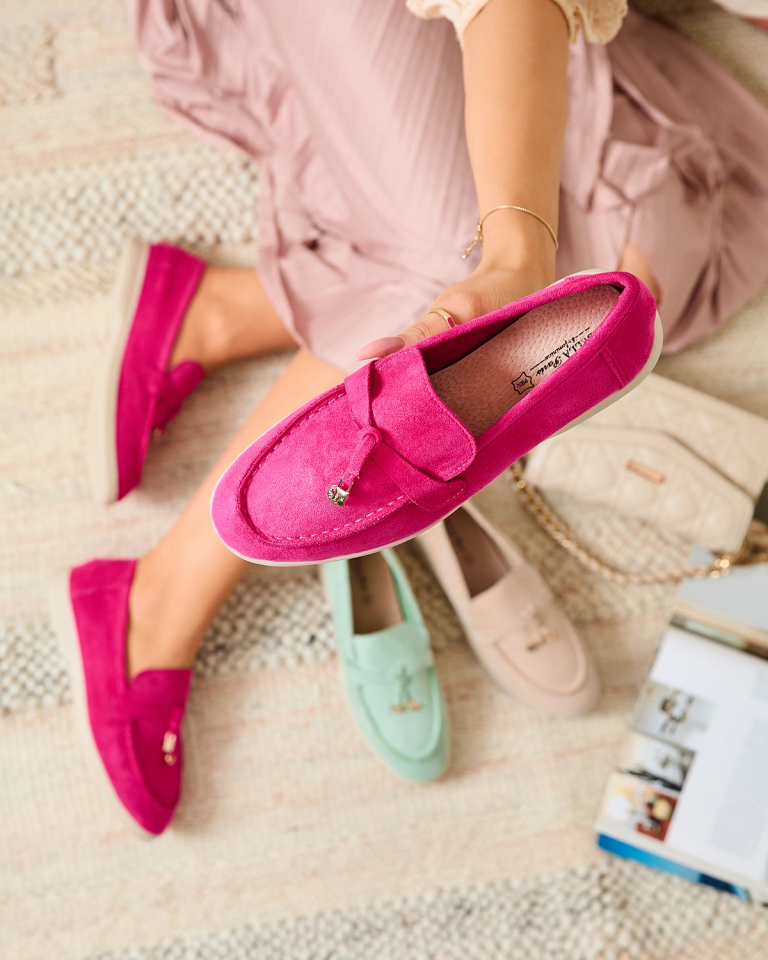 Royalfashion Fuchsia женские мокасины с нежным украшением Classic Lux
