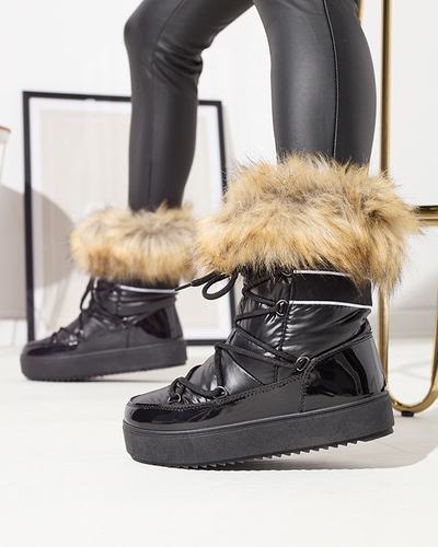 Черные женские лакированные сапоги-снегоступы Luccav- Footwear