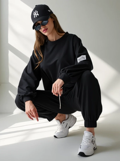 Royalfashion Женский комплект из хлопка с ребристыми манжетами на ногах