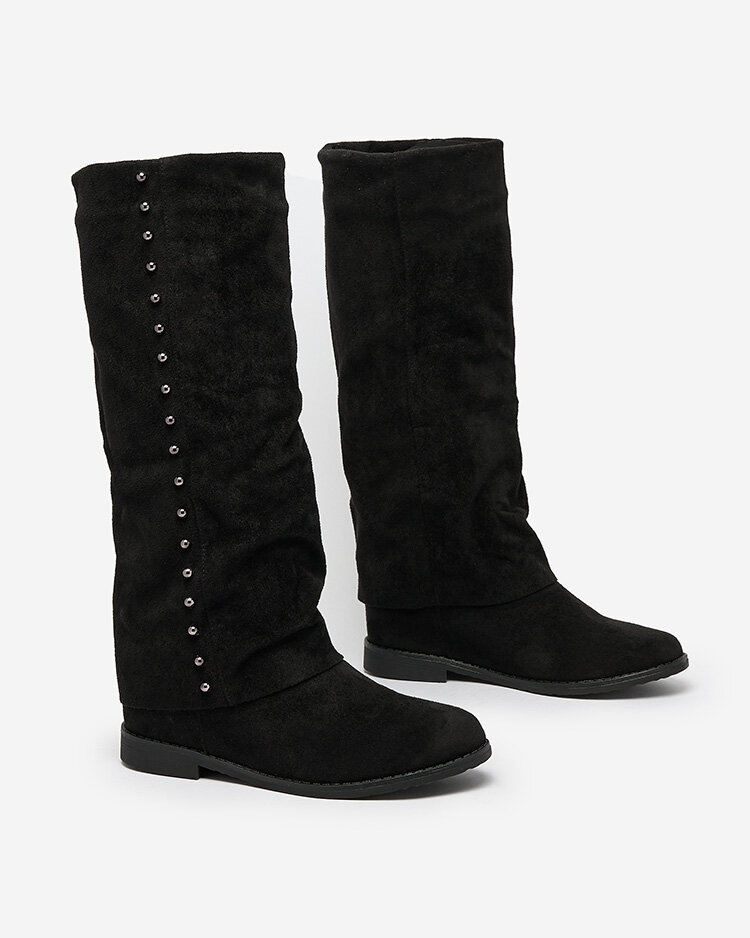 Royalfashion Черные женские сапоги со скрытым якорем Bisadi