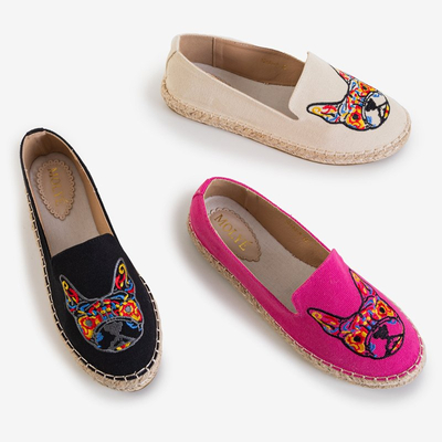 Женские эспадрильи в цвете фуксия с вышивкой Moroni