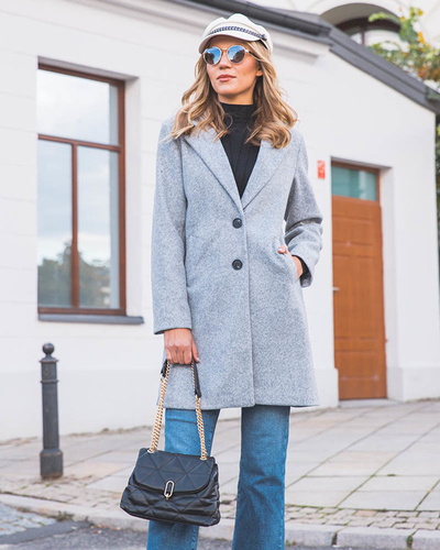 Moteriška striukė iki kelių šviesiai pilkos spalvos- Drabužiai