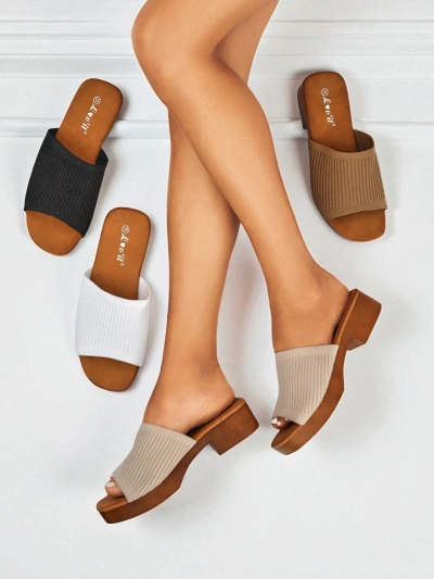 Royalfashion Женские шлепанцы на низком каблуке Ribbed Grace