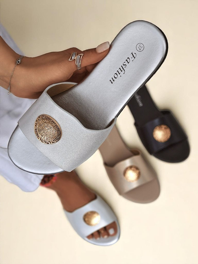 Royalfashion Женские шлепанцы на плоской подошве Golden Slip
