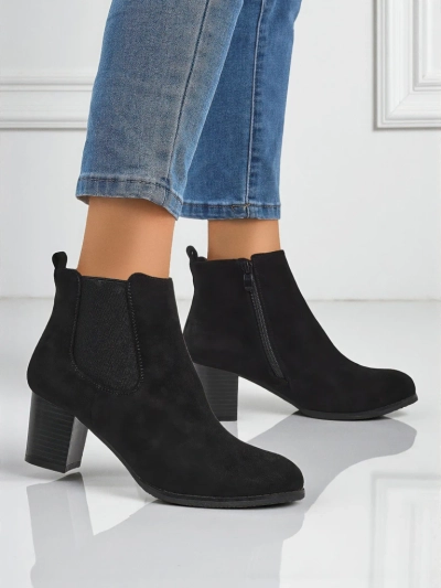 Botki damskie eko zamszowe na obcasie Velvet Trace - mega stylowe!