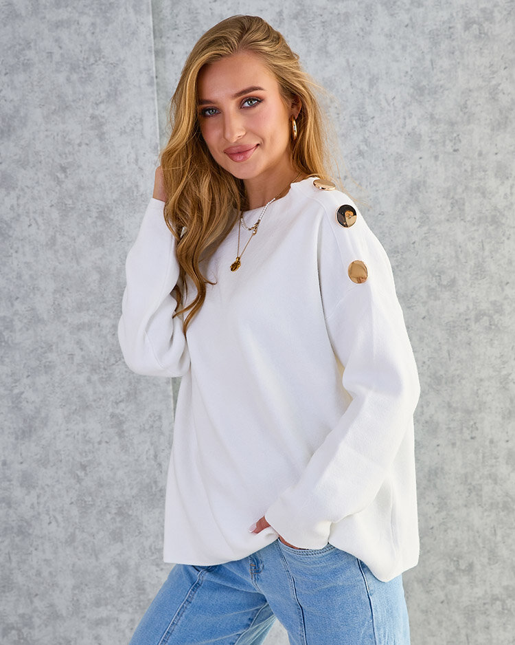 Royalfashion Plonas moteriškas megztinis su pečių papuošimais