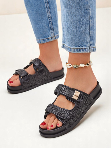 Royalfashion moteriškos šlepetės su pintu dizainu Delibeli