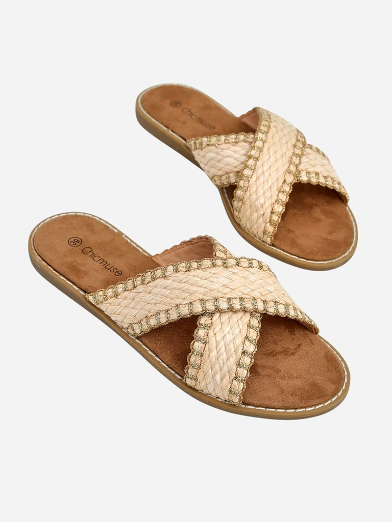 Royalfashion moteriški šlepetės su pintais dirželiais Bornes