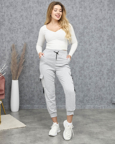 Šviesiai pilkos krovininės sportinės kelnės - Apranga