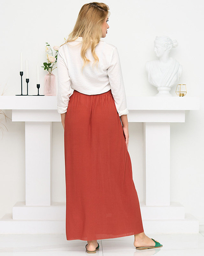 Moteriškas koralų klostuotas midi sijonas su sagomis - Avalynė