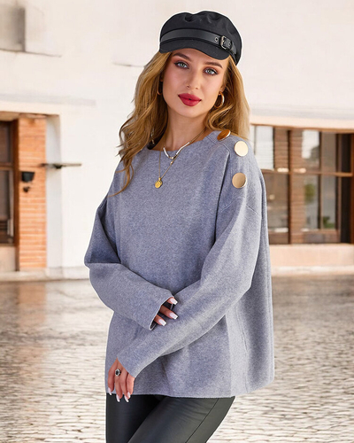 Royalfashion Тонкий женский свитер с украшениями на плечах